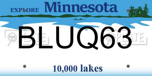 BLUQ63 Minnesota License Plate