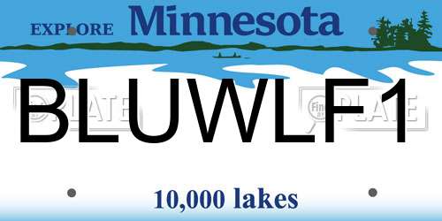 BLUWLF1 Minnesota License Plate