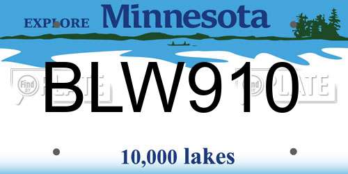 BLW910 Minnesota License Plate