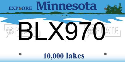 BLX970 Minnesota License Plate