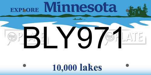 BLY971 Minnesota License Plate