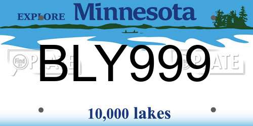 BLY999 Minnesota License Plate