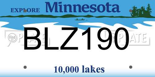 BLZ190 Minnesota License Plate
