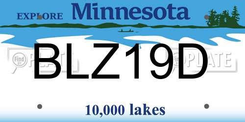 BLZ19D Minnesota License Plate