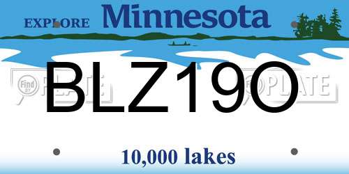 BLZ19O Minnesota License Plate