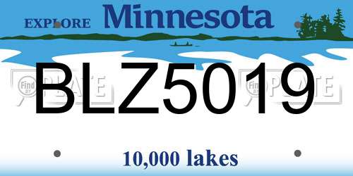 BLZ5019 Minnesota License Plate