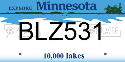 BLZ531 Minnesota License Plate