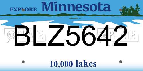 BLZ5642 Minnesota License Plate