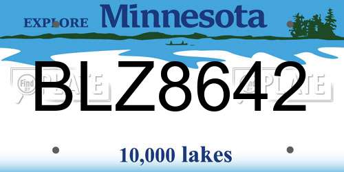 BLZ8642 Minnesota License Plate
