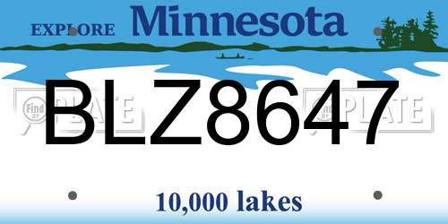BLZ8647 Minnesota License Plate