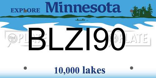 BLZI90 Minnesota License Plate