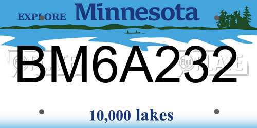 BM6A232 Minnesota License Plate