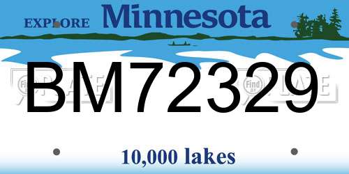 BM72329 Minnesota License Plate