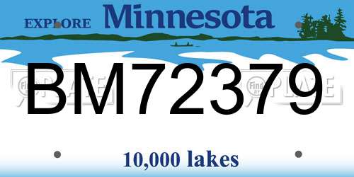 BM72379 Minnesota License Plate
