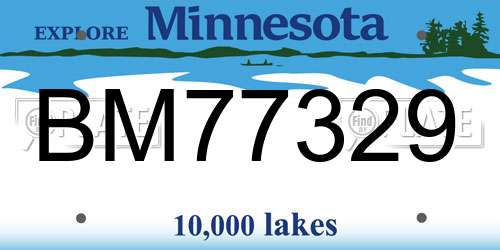 BM77329 Minnesota License Plate