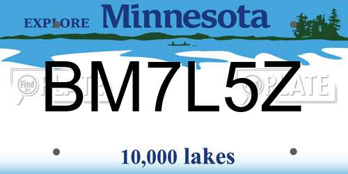 BM7L5Z Minnesota License Plate