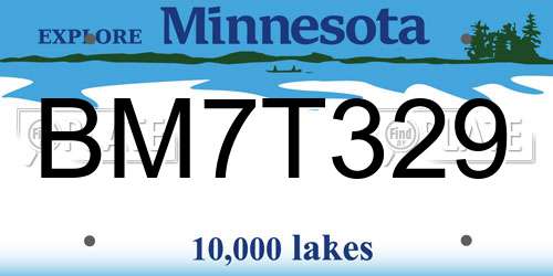 BM7T329 Minnesota License Plate