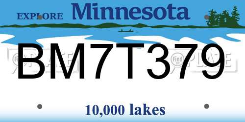 BM7T379 Minnesota License Plate
