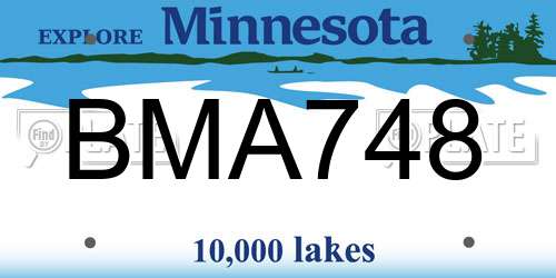BMA748 Minnesota License Plate