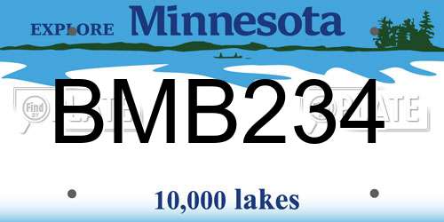 BMB234 Minnesota License Plate