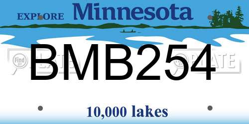 BMB254 Minnesota License Plate