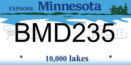 BMD235 Minnesota License Plate