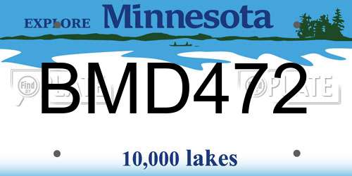 BMD472 Minnesota License Plate