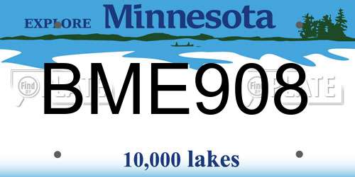 BME908 Minnesota License Plate