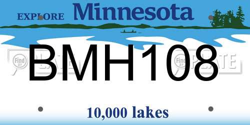 BMH108 Minnesota License Plate