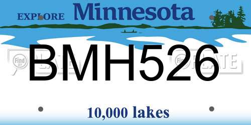 BMH526 Minnesota License Plate