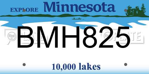 BMH825 Minnesota License Plate