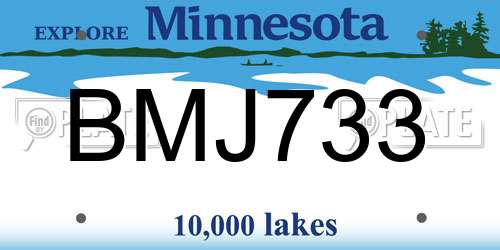 BMJ733 Minnesota License Plate