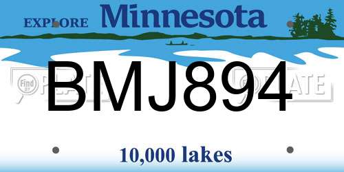 BMJ894 Minnesota License Plate