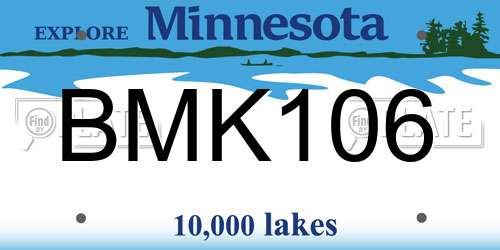 BMK106 Minnesota License Plate
