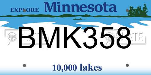BMK358 Minnesota License Plate