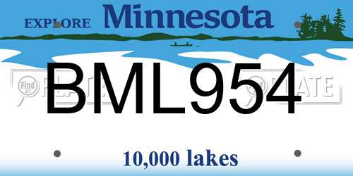 BML954 Minnesota License Plate