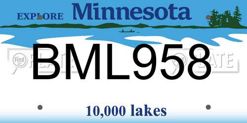BML958 Minnesota License Plate