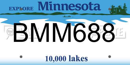 BMM688 Minnesota License Plate