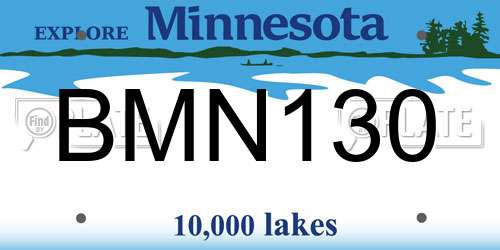 BMN130 Minnesota License Plate