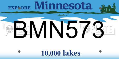 BMN573 Minnesota License Plate