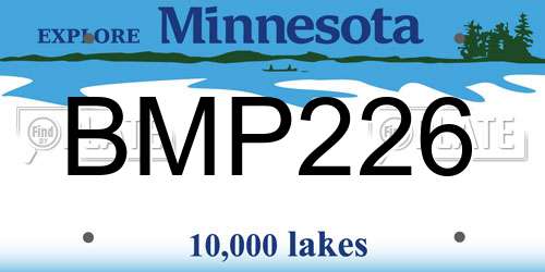 BMP226 Minnesota License Plate
