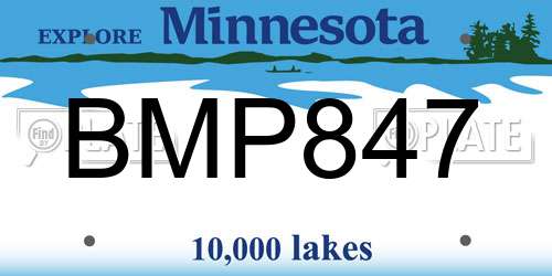 BMP847 Minnesota License Plate