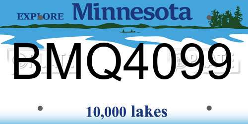 BMQ4099 Minnesota License Plate
