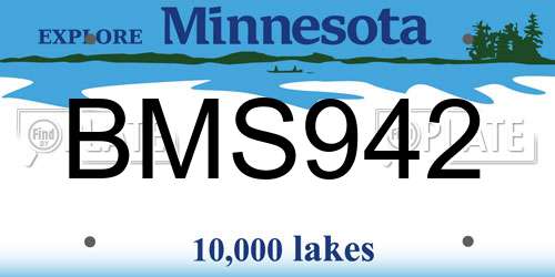 BMS942 Minnesota License Plate