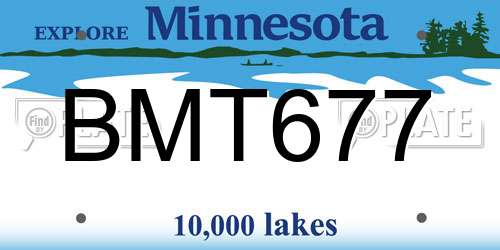 BMT677 Minnesota License Plate