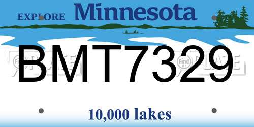 BMT7329 Minnesota License Plate