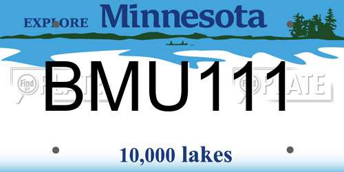 BMU111 Minnesota License Plate