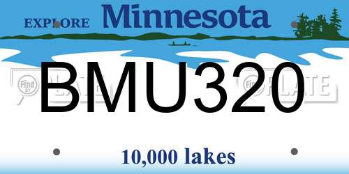 BMU320 Minnesota License Plate