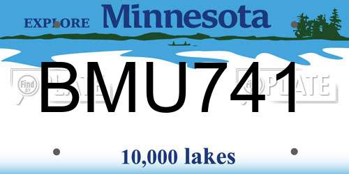BMU741 Minnesota License Plate