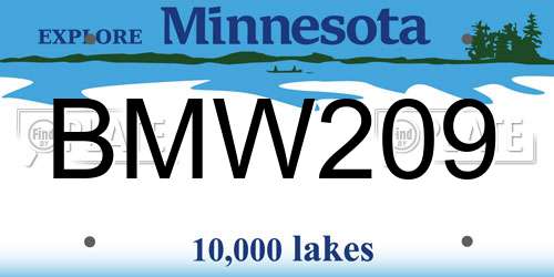 BMW209 Minnesota License Plate